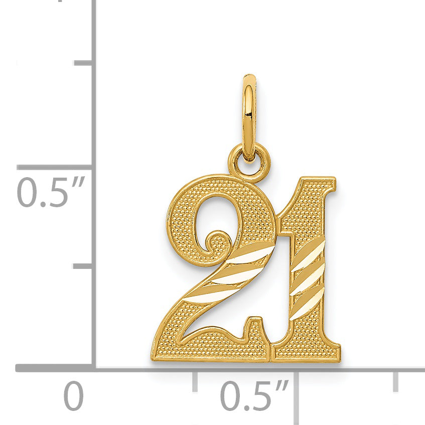 14k Yellow Gold 14k Diamond-cut 21 Pendant