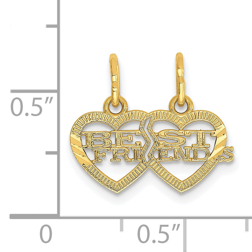 14k Yellow Gold 14k Double Heart BEST FRIENDS Break-apart Charm