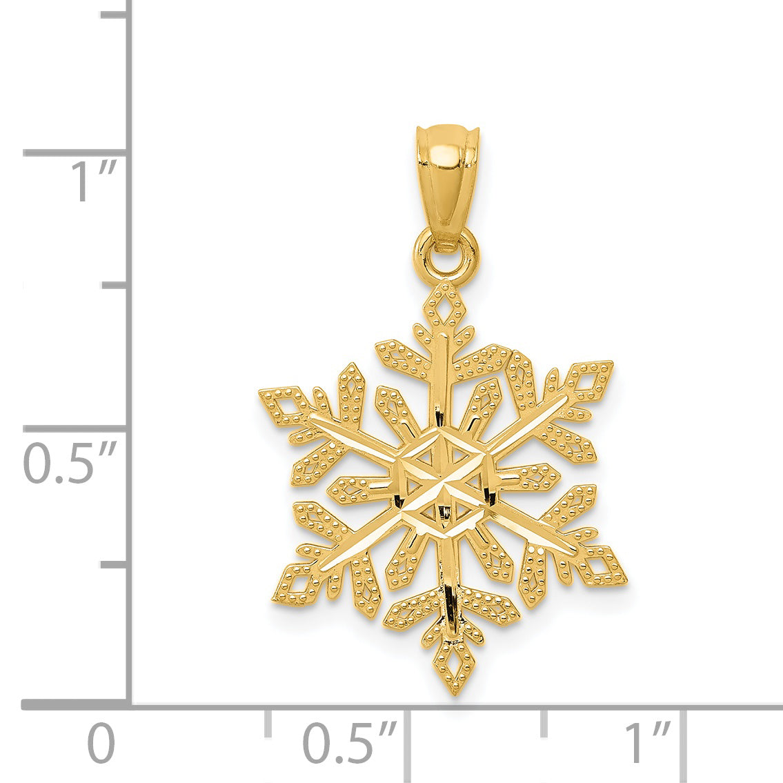 14k Yellow Gold 14k Diamond -Cut Snowflake Pendant