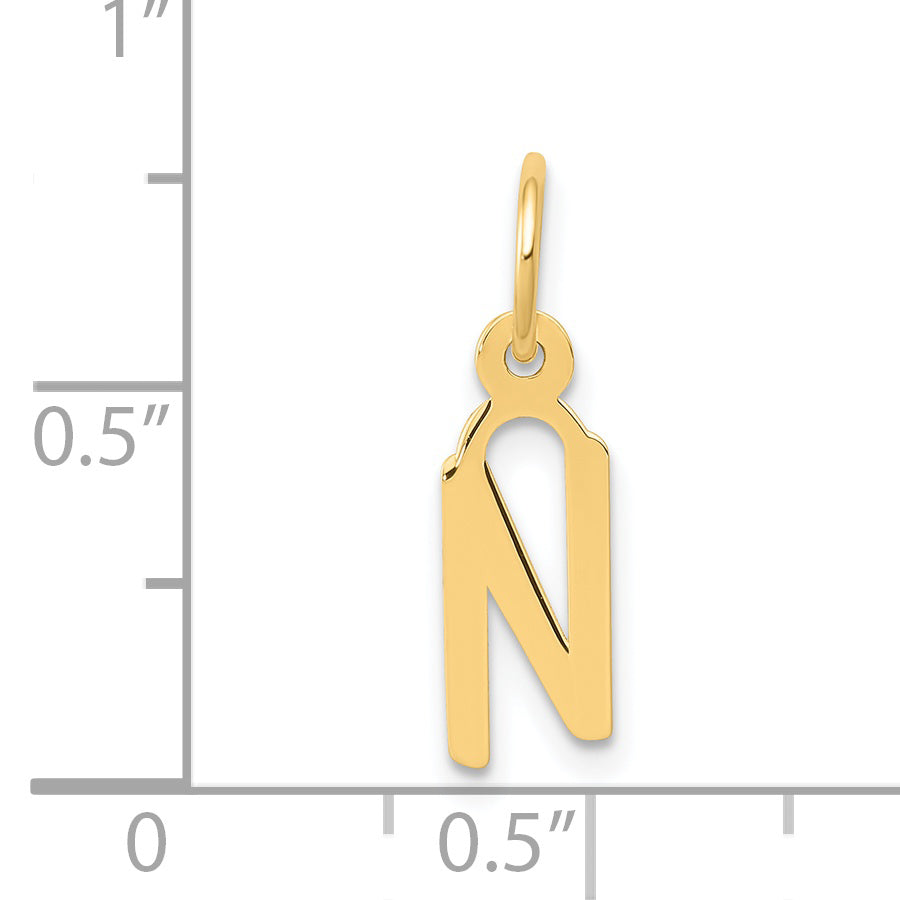 14k Yellow Gold 14k Small Slanted Block Letter N Initial Charm