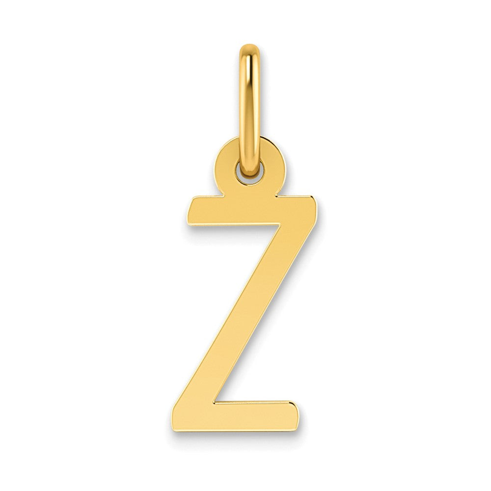 14K Yellow Gold Small Slanted Block Letter Z Initial Charm