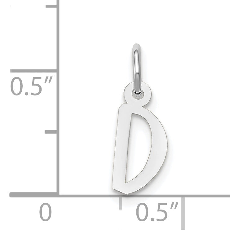 14k White Gold 14k White Gold Small Slanted Block Letter D Initial Charm