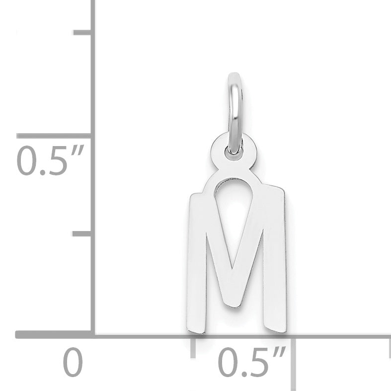 14k White Gold 14K White Gold Small Slanted Block Letter M Initial Charm