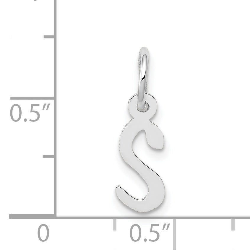 14k White Gold 14K White Gold Small Slanted Block Letter S Initial Charm