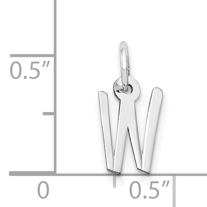 14k White Gold 14K White Gold Small Slanted Block Letter W Initial Charm