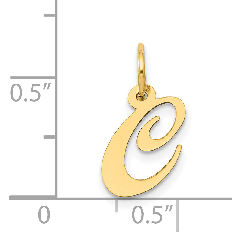 14k Yellow Gold 14K Small Fancy Script Letter C Initial Charm