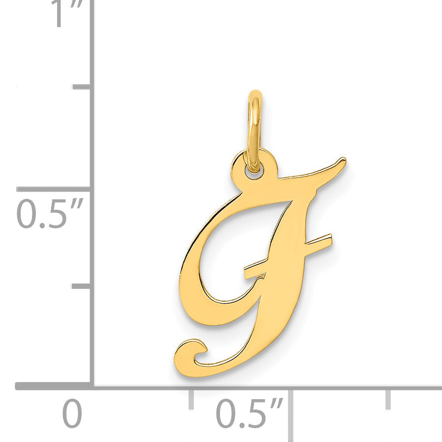 14k Yellow Gold 14K Small Fancy Script Letter F Initial Charm