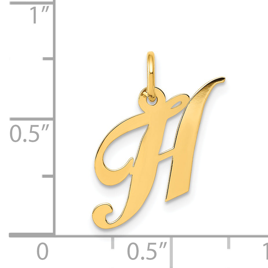 14k Yellow Gold 14K Small Fancy Script Letter H Initial Charm