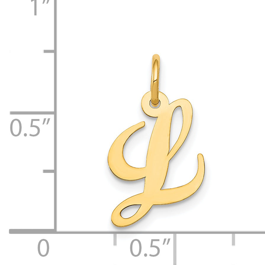 14k Yellow Gold 14K Small Fancy Script Letter L Initial Charm