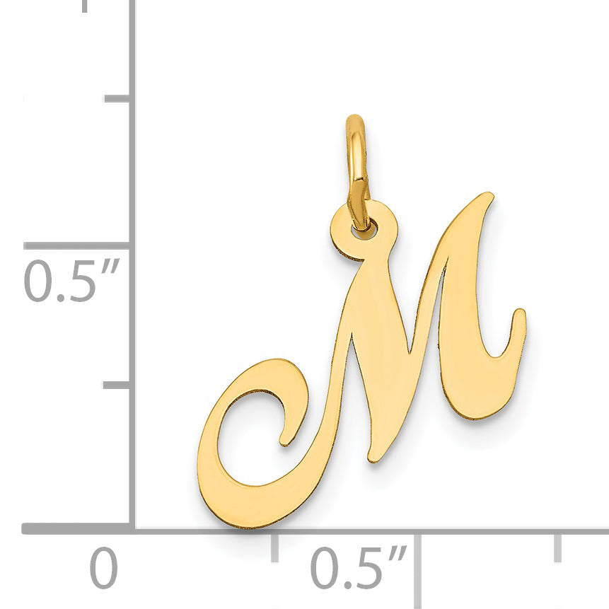 14k Yellow Gold 14K Small Fancy Script Letter M Initial Charm