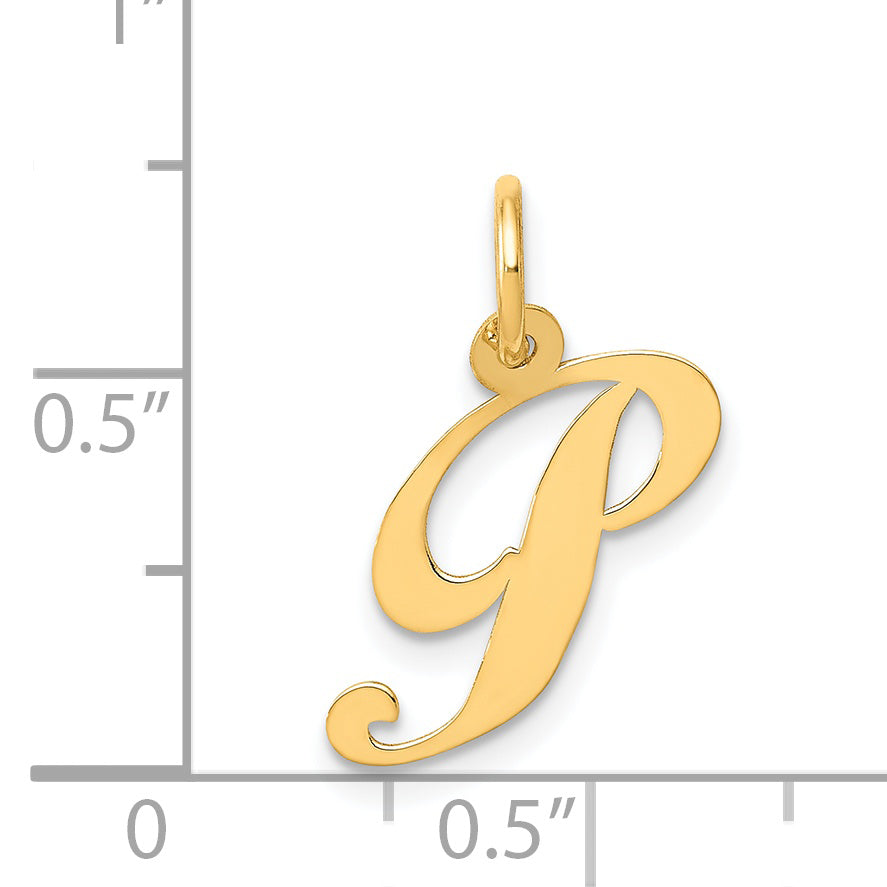 14k Yellow Gold 14K Small Fancy Script Letter P Initial Charm