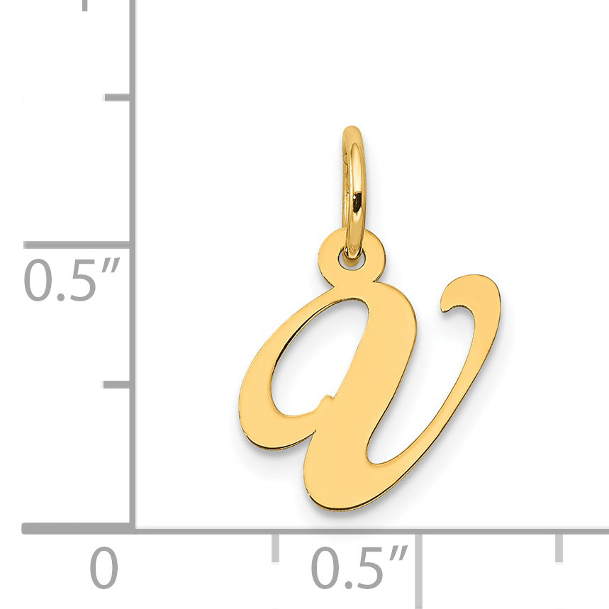 14k Yellow Gold 14K Small Fancy Script Letter V Initial Charm