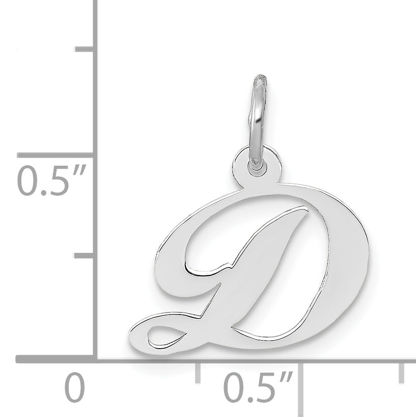 14k White Gold 14k White Gold Small Fancy Script Letter D Initial Charm