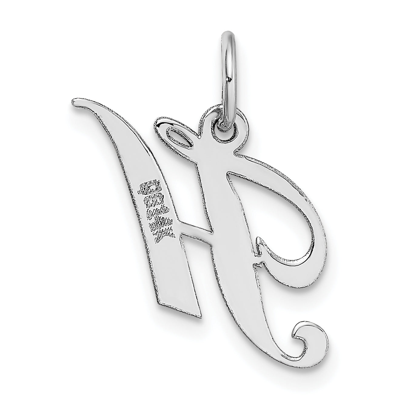14k White Gold 14k White Gold Small Fancy Script Letter H Initial Charm
