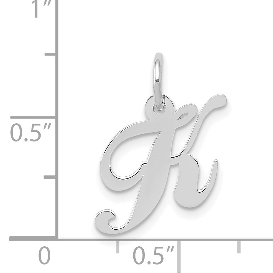 14k White Gold 14k White Gold Small Fancy Script Letter K Initial Charm