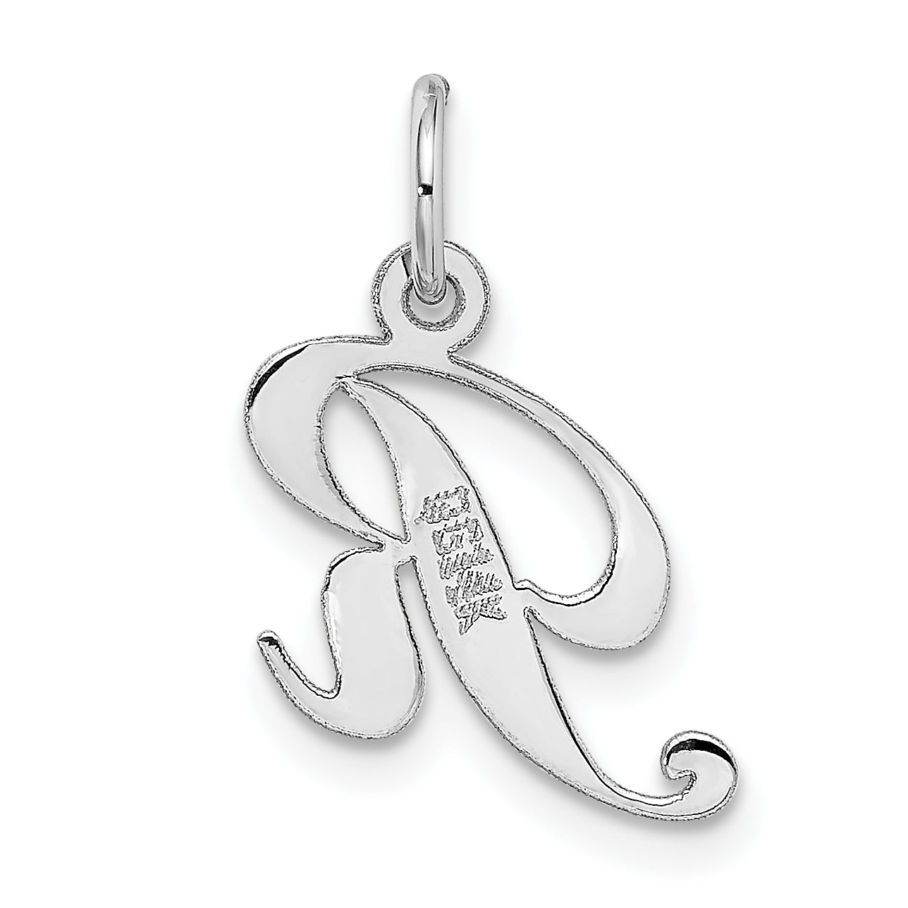 14k White Gold 14k White Gold Small Fancy Script Letter R Initial Charm