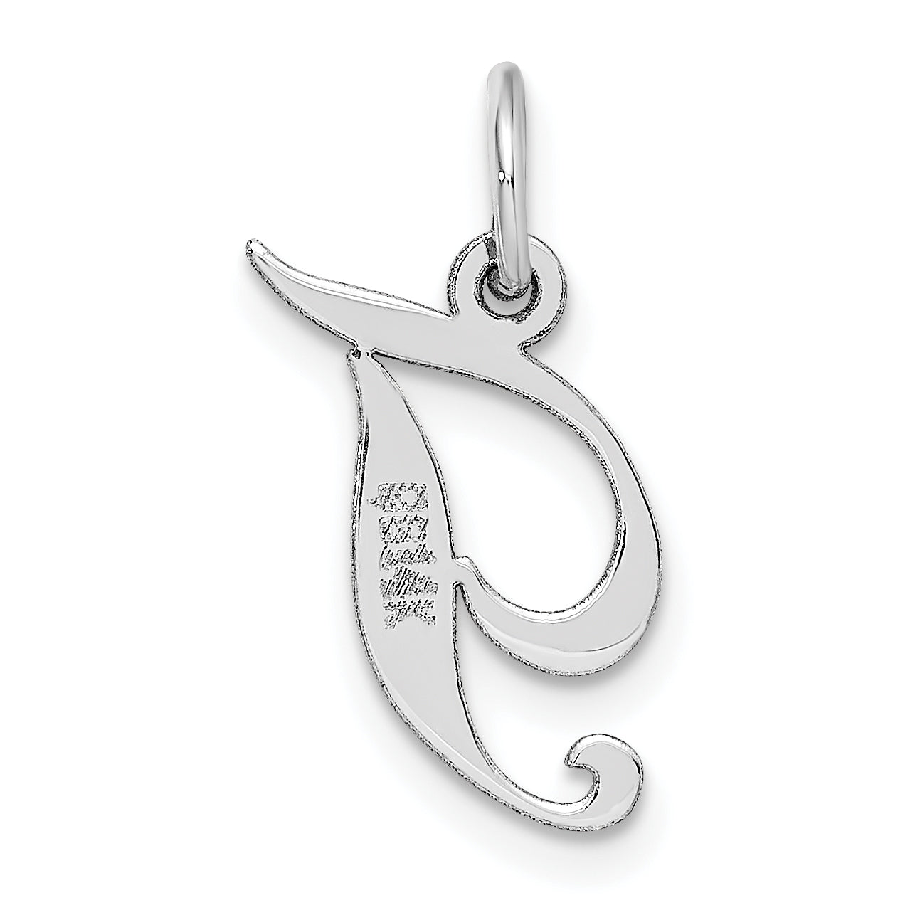 14k White Gold 14k White Gold Small Fancy Script Letter T Initial Charm