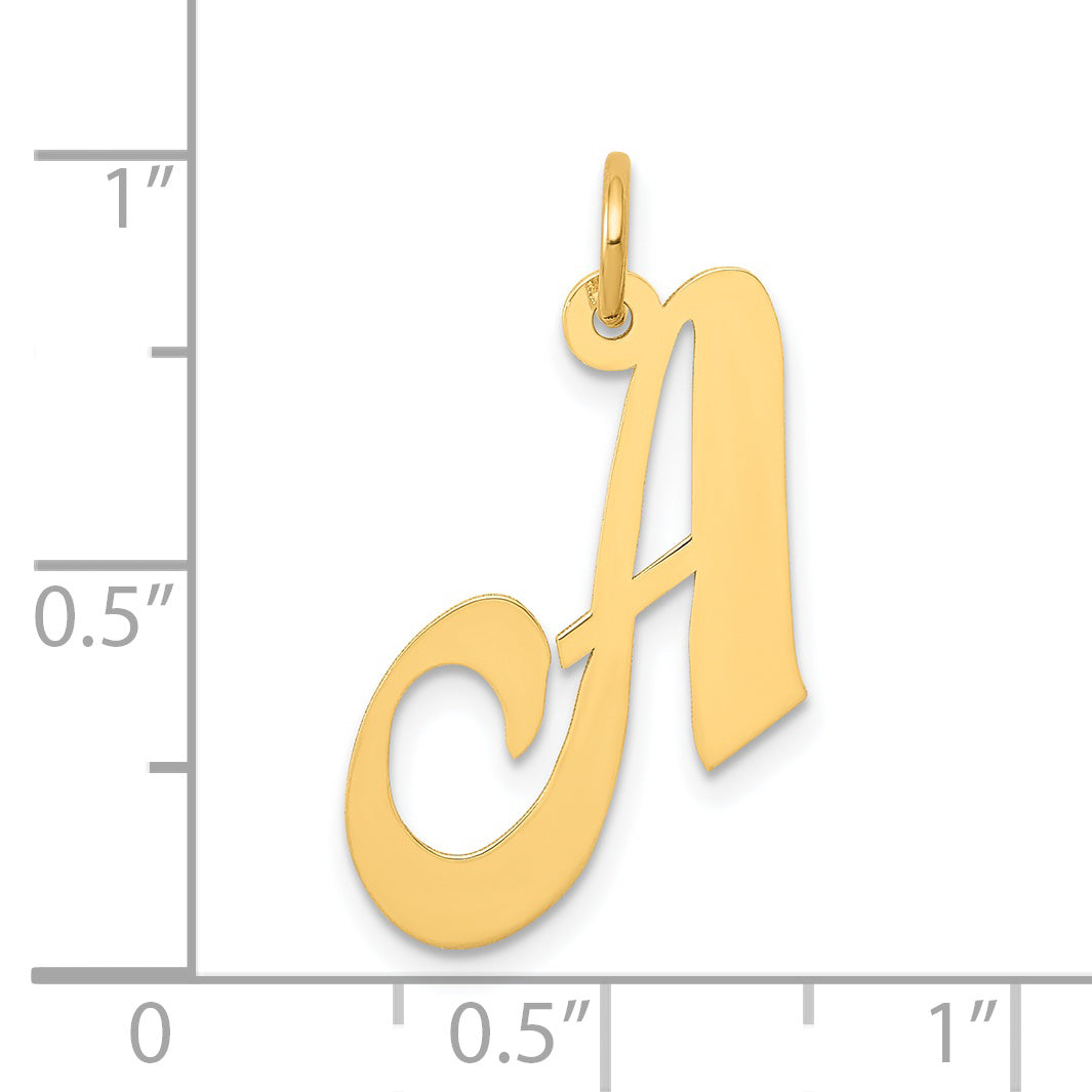 14k Yellow Gold 14K Medium Fancy Script Letter A Initial Charm