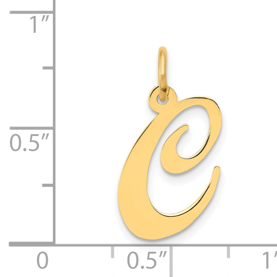 14k Yellow Gold 14K Medium Fancy Script Letter C Initial Charm