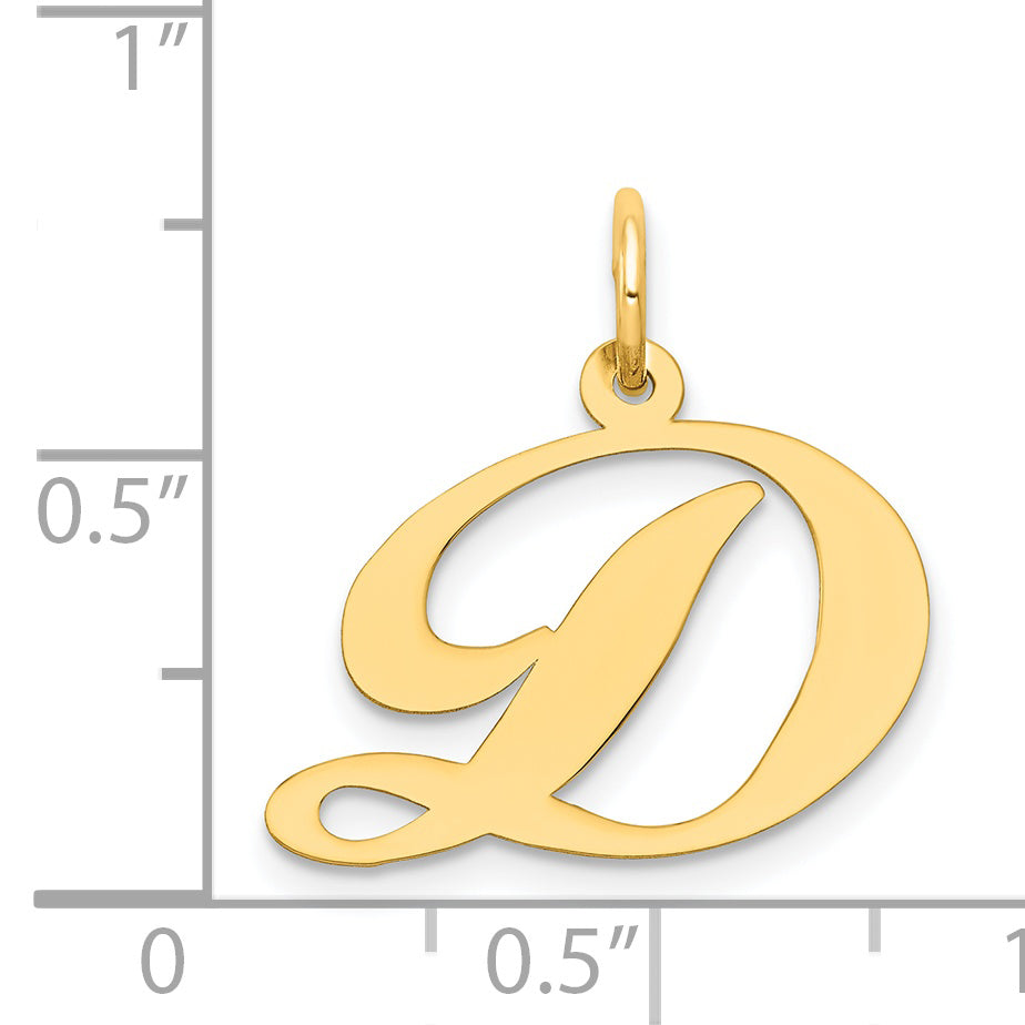 14k Yellow Gold 14K Medium Fancy Script Letter D Initial Charm