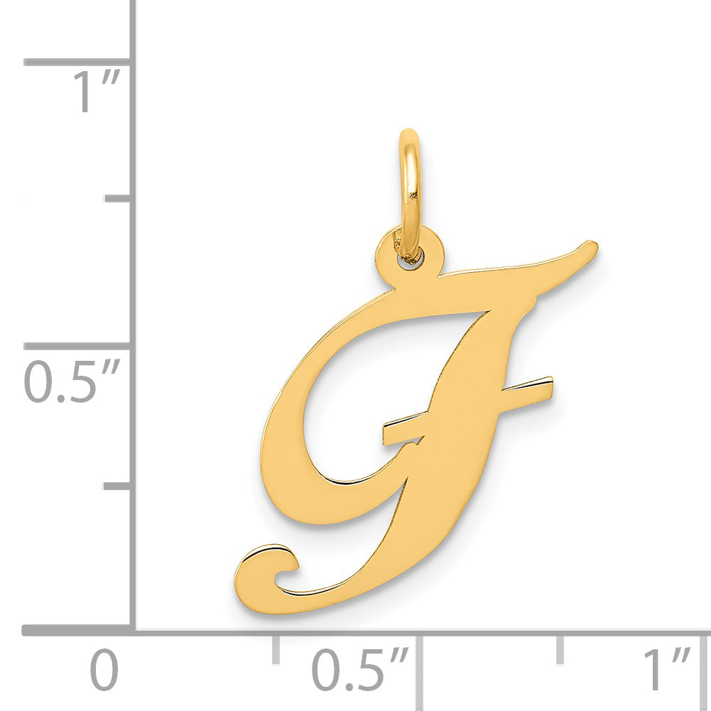 14k Yellow Gold 14K Medium Fancy Script Letter F Initial Charm