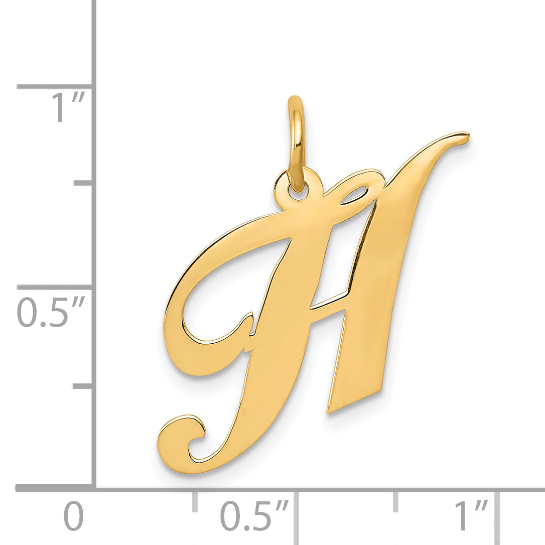 14k Yellow Gold 14K Medium Fancy Script Letter H Initial Charm