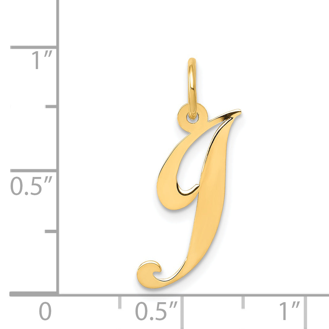 14k Yellow Gold 14K Medium Fancy Script Letter J Initial Charm