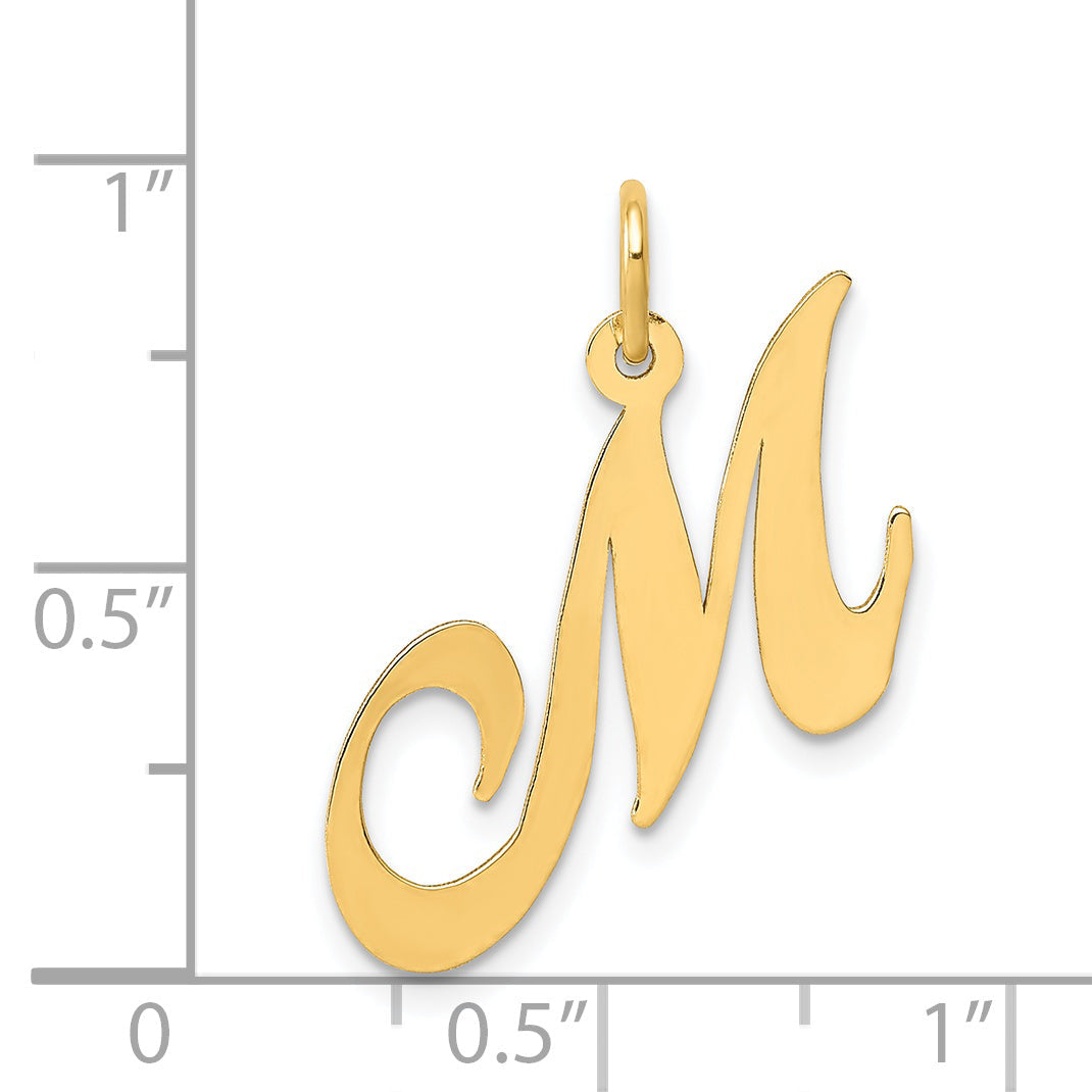 14k Yellow Gold 14K Medium Fancy Script Letter M Initial Charm