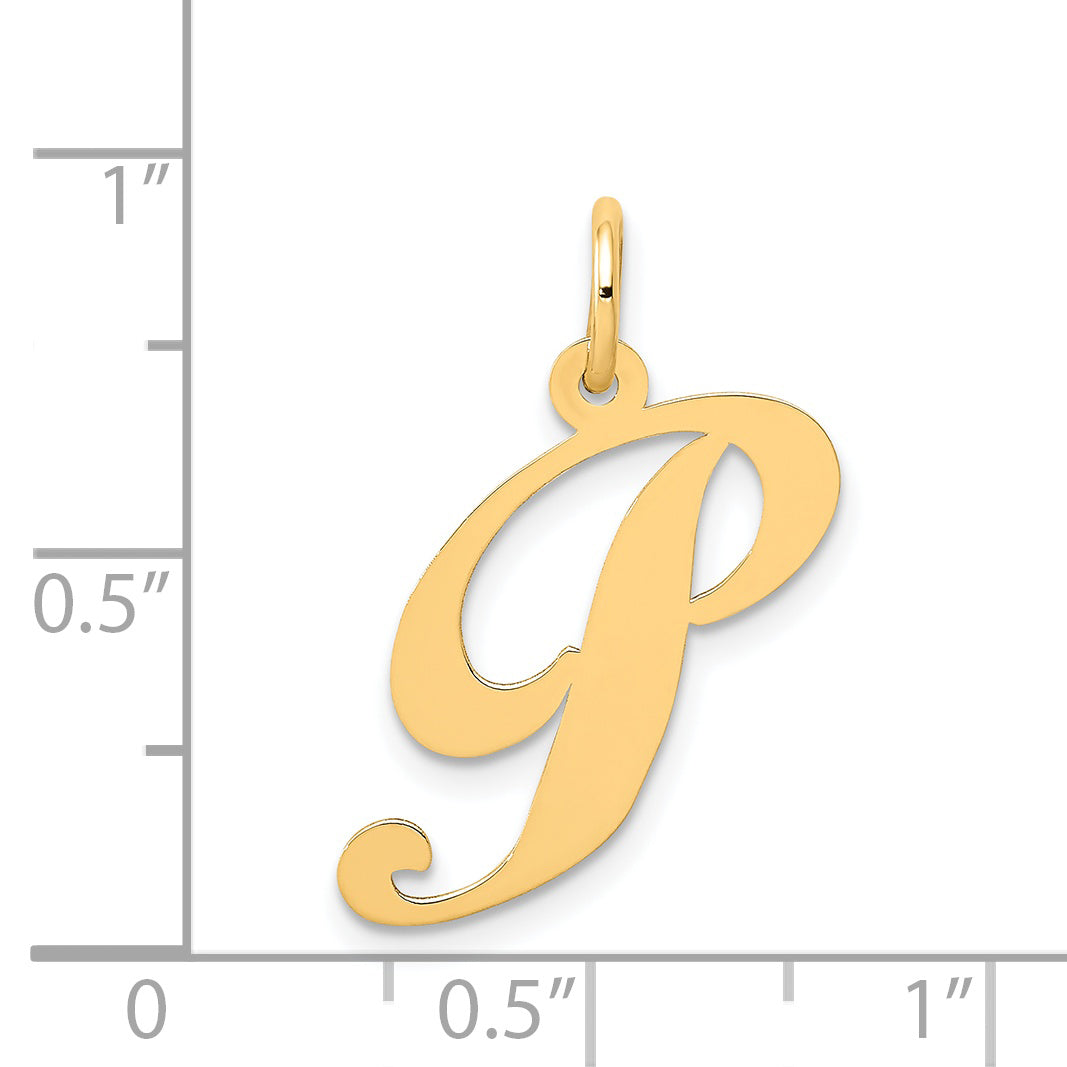14k Yellow Gold 14K Medium Fancy Script Letter P Initial Charm