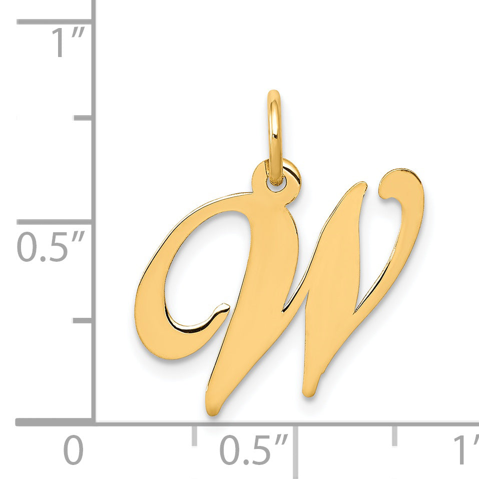 14k Yellow Gold 14K Medium Fancy Script Letter W Initial Charm