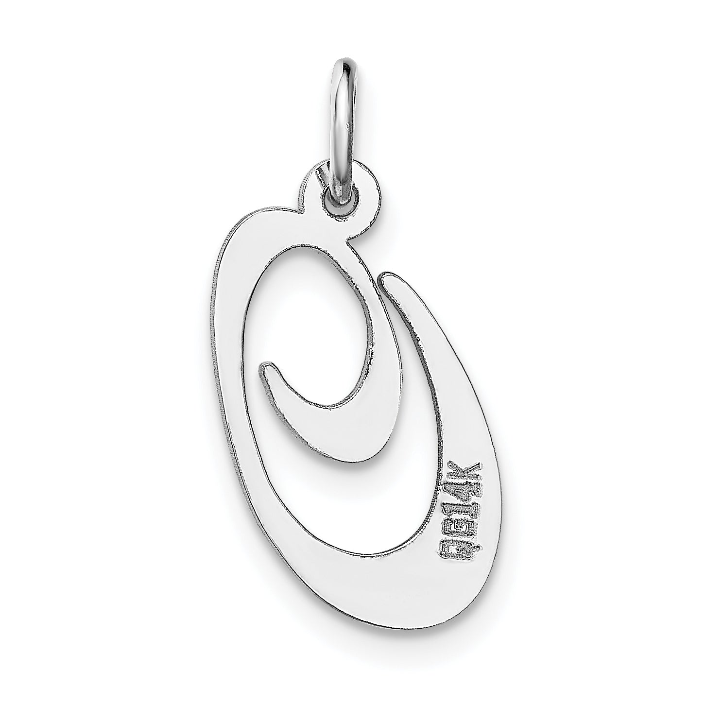 14k White Gold 14K White Gold Medium Fancy Script Letter O Initial Charm