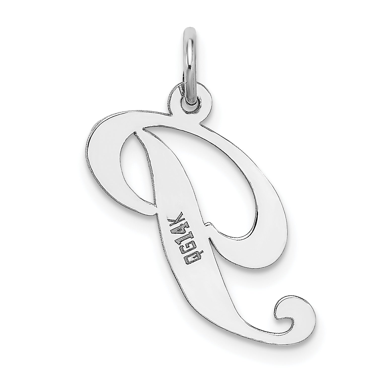 14k White Gold 14K White Gold Medium Fancy Script Letter P Initial Charm