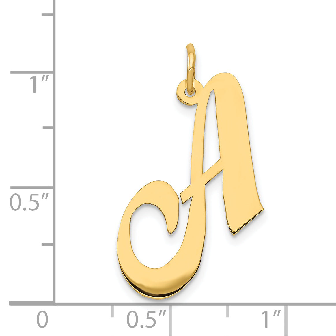 14k Yellow Gold 14k Large Fancy Script Letter A Initial Charm