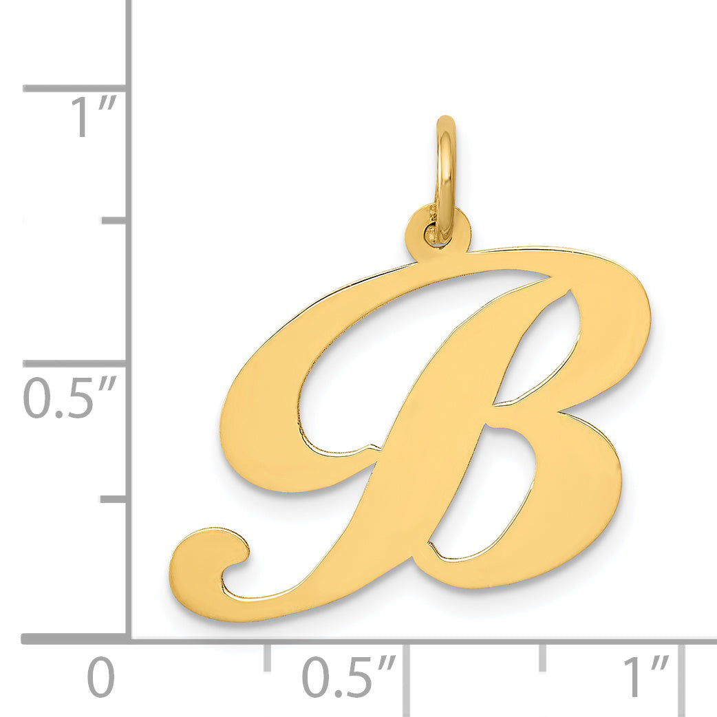 14k Yellow Gold 14k Large Fancy Script Letter B Initial Charm