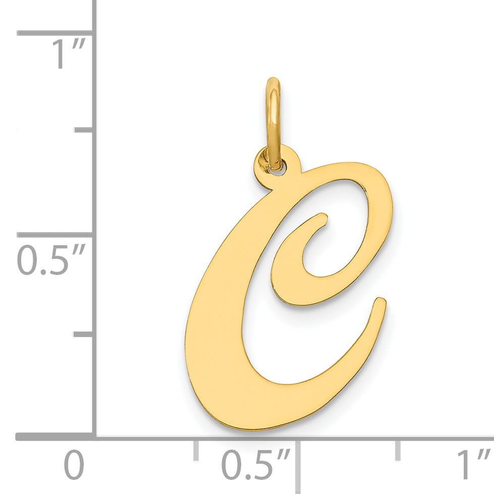14k Yellow Gold 14k Large Fancy Script Letter C Initial Charm