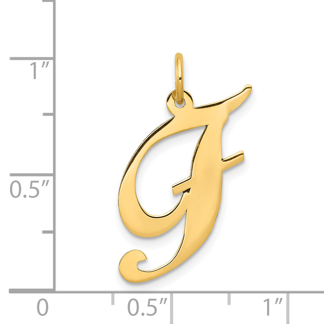 14k Yellow Gold 14k Large Fancy Script Letter F Initial Charm