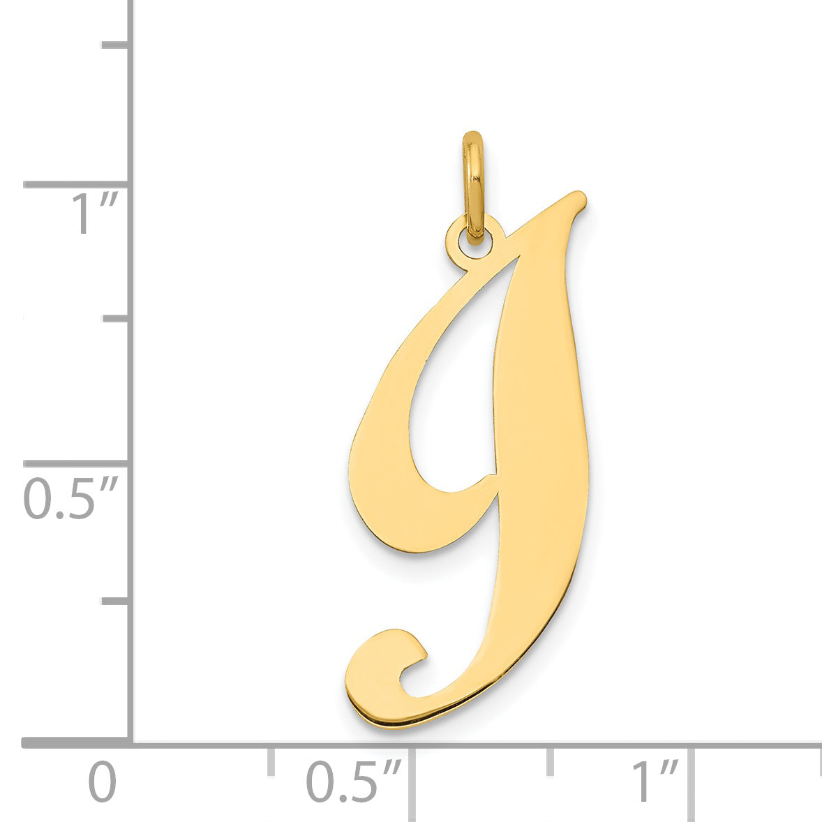 14k Yellow Gold 14k Large Fancy Script Letter I Initial Charm