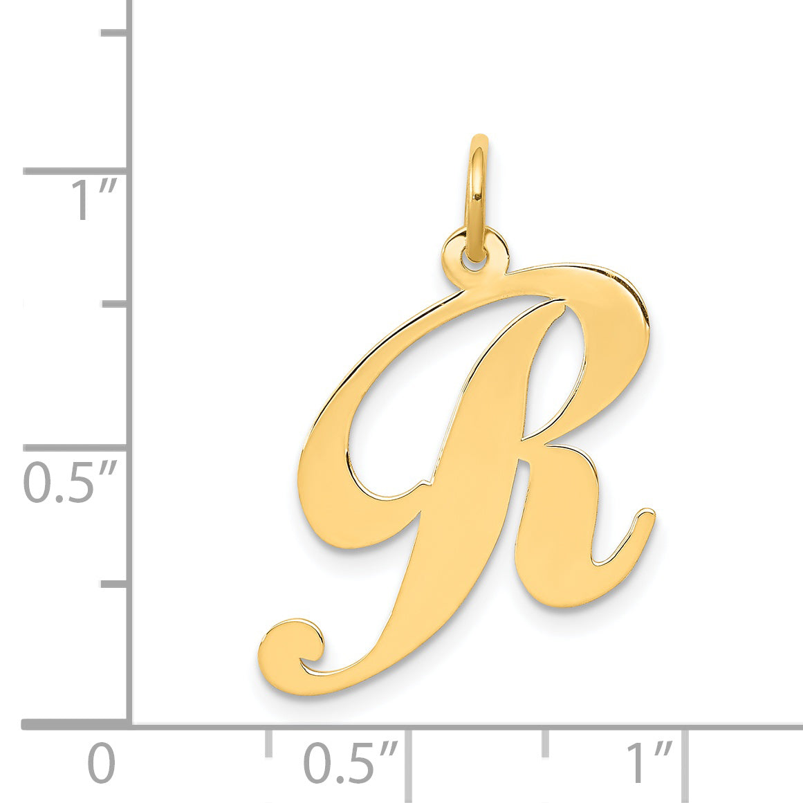 14k Yellow Gold 14k Large Fancy Script Letter R Initial Charm