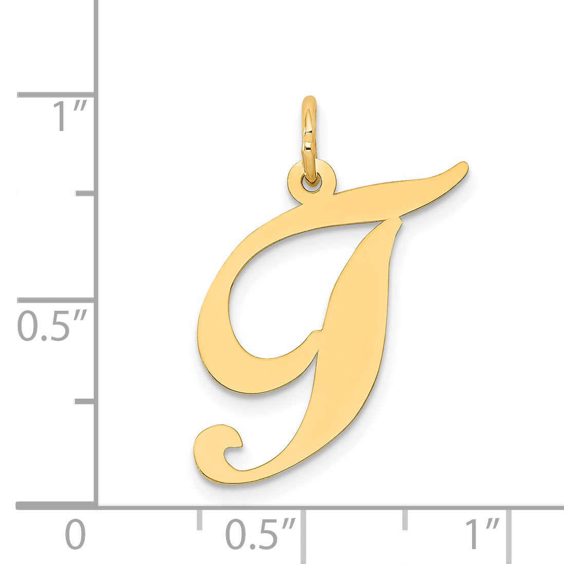 14k Yellow Gold 14k Large Fancy Script Letter T Initial Charm