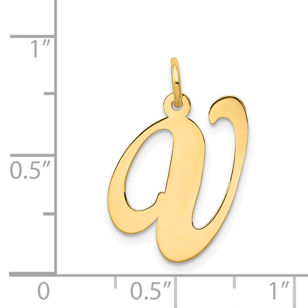 14k Yellow Gold 14k Large Fancy Script Letter V Initial Charm