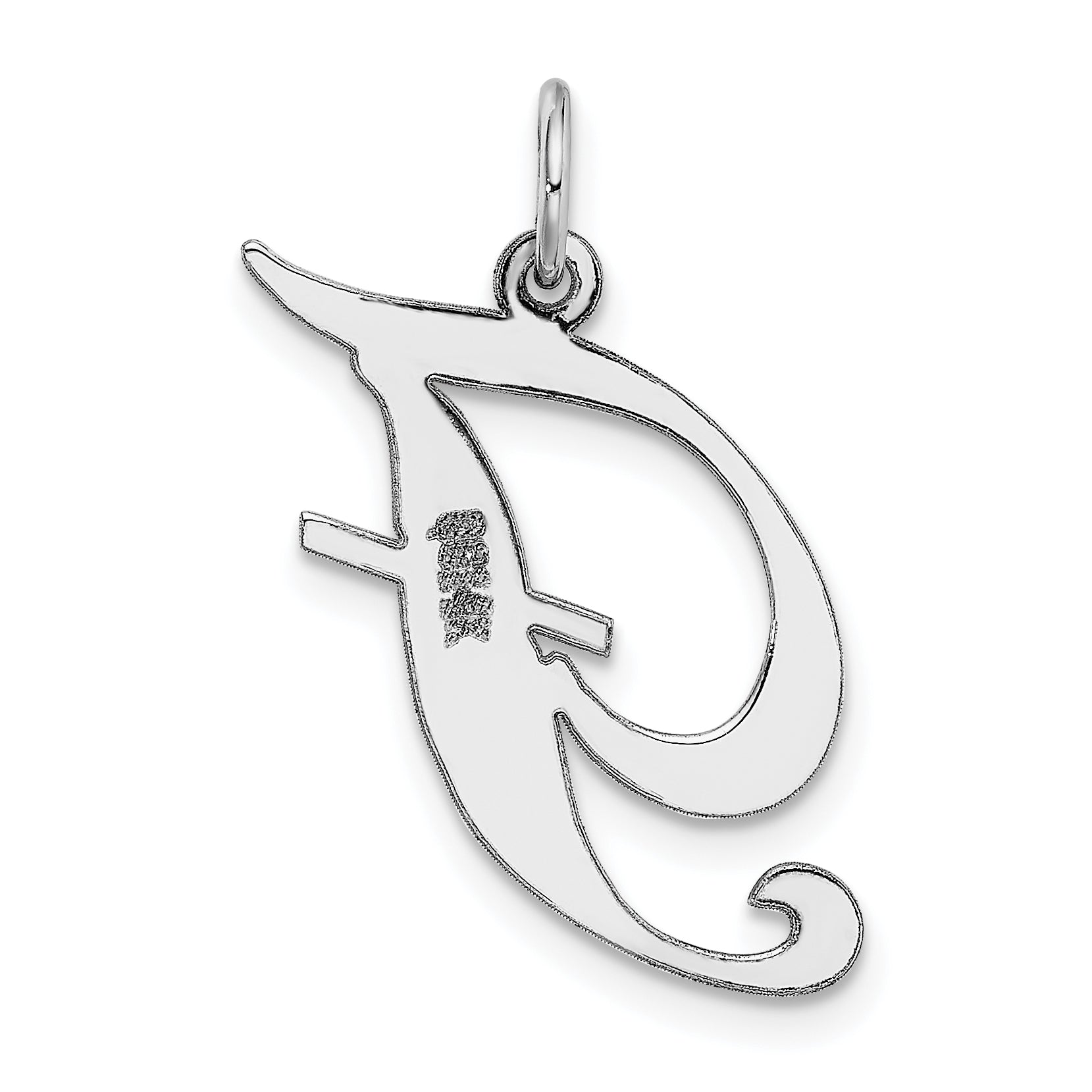 14k White Gold 14k White Gold Large Fancy Script Letter F Initial Charm