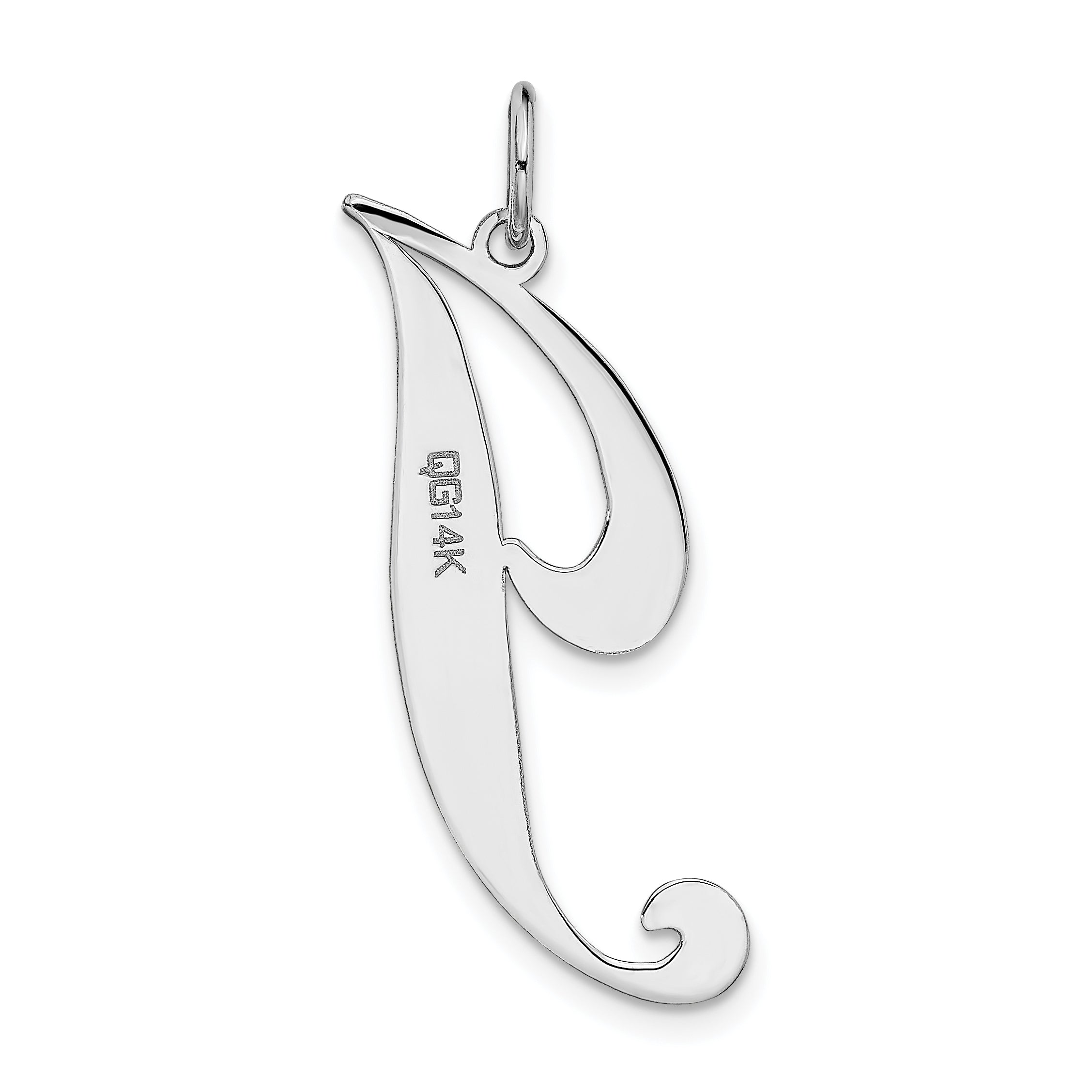 14k White Gold 14k White Gold Large Fancy Script Letter J Initial Charm