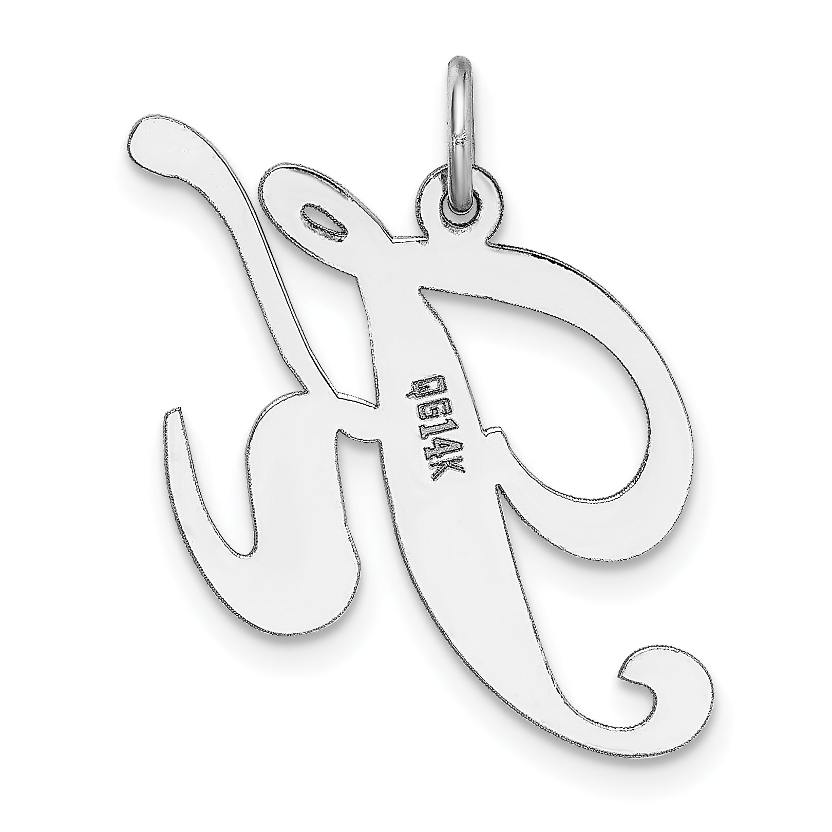 14k White Gold 14k White Gold Large Fancy Script Letter K Initial Charm