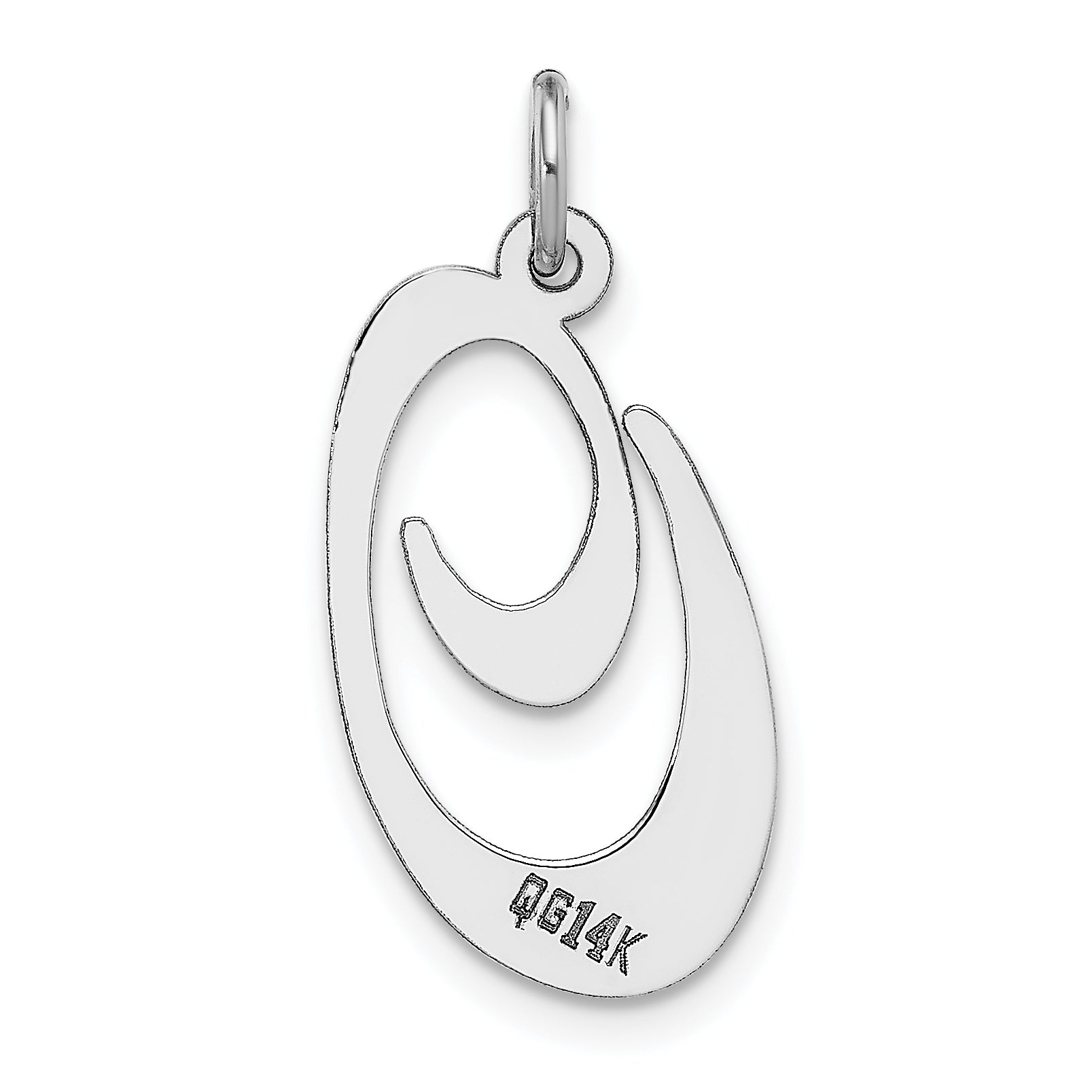 14k White Gold 14k White Gold Large Fancy Script Letter O Initial Charm