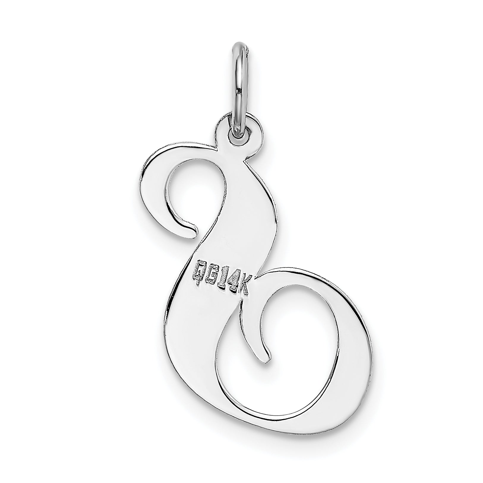 14k White Gold 14k White Gold Large Fancy Script Letter S Initial Charm