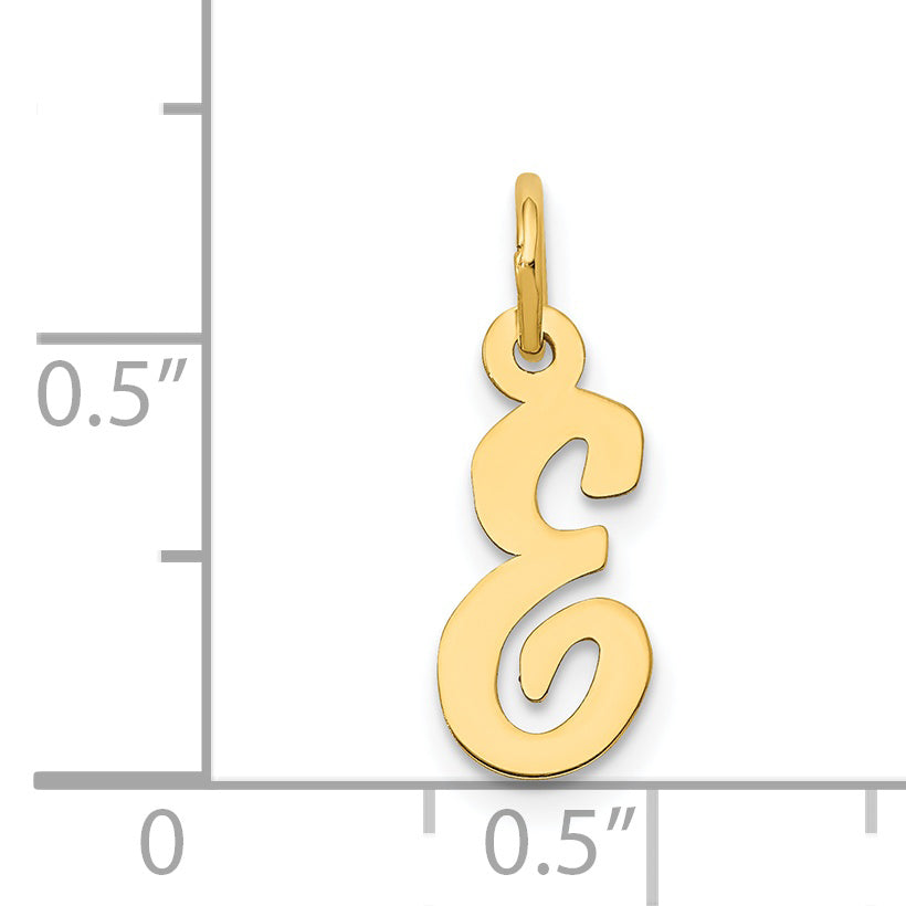 14k Yellow Gold 14k Small Script Letter E Initial Charm