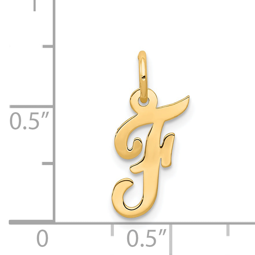 14k Yellow Gold 14k Small Script Letter F Initial Charm