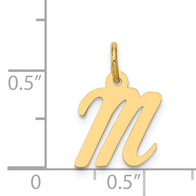 14k Yellow Gold 14k Small Script Letter M Initial Charm