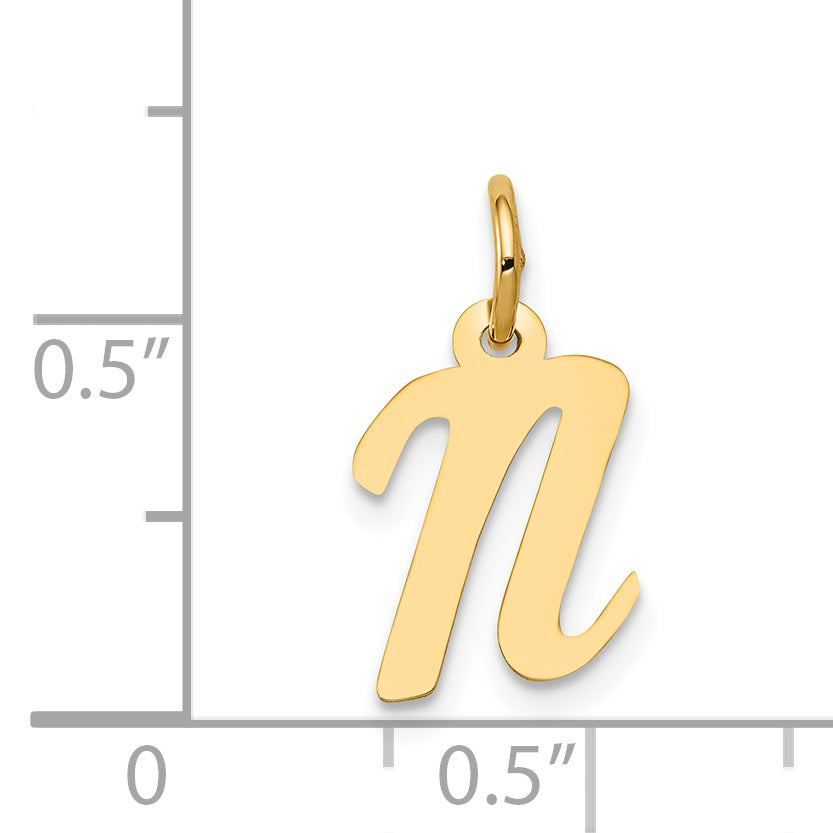14k Yellow Gold 14k Small Script Letter N Initial Charm