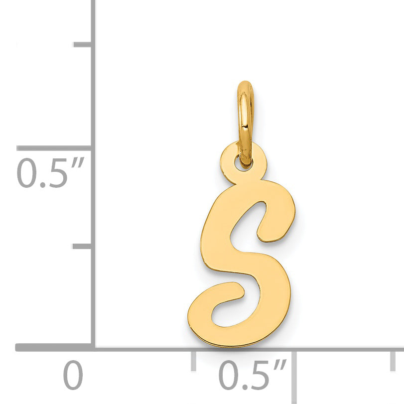 14k Yellow Gold 14k Small Script Letter S Initial Charm